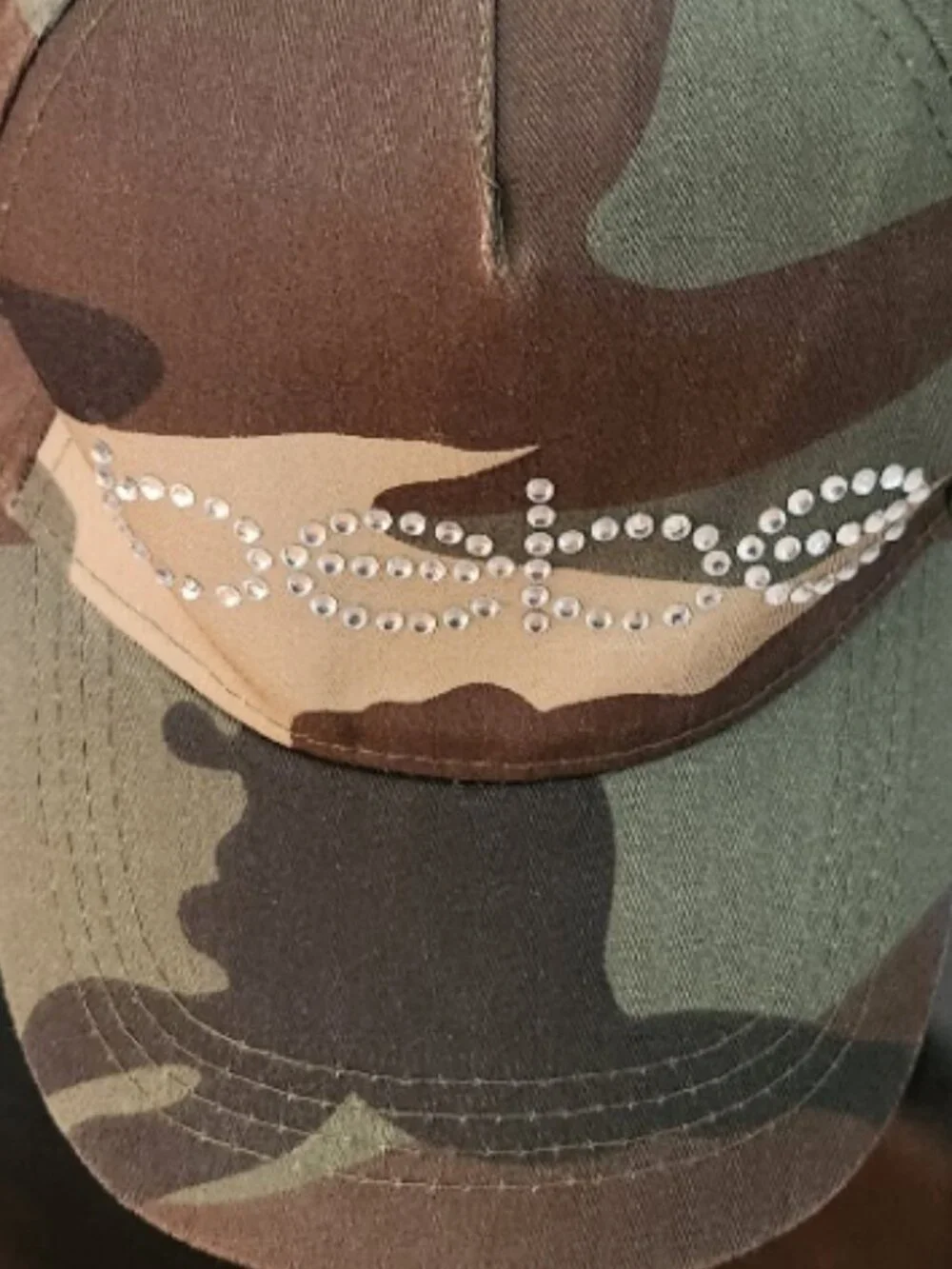 💥HOT ITEM💥Y2K Bebe Camo Logo Hat Embellished With Swarovski Crystals